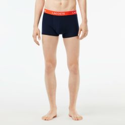 Sous-Vetements & Vetements D'Interieur | LACOSTE Lot De 3 Boxers Courts Casual Marine Avec Ceinture Contrastee