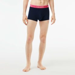 Sous-Vetements & Vetements D'Interieur | LACOSTE Lot De 3 Boxers Courts Casual Marine Avec Ceinture Contrastee