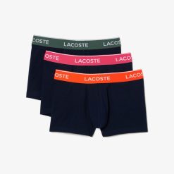 Sous-Vetements & Vetements D'Interieur | LACOSTE Lot De 3 Boxers Courts Casual Marine Avec Ceinture Contrastee