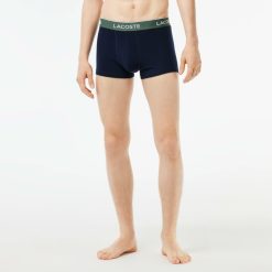 Sous-Vetements & Vetements D'Interieur | LACOSTE Lot De 3 Boxers Courts Casual Marine Avec Ceinture Contrastee